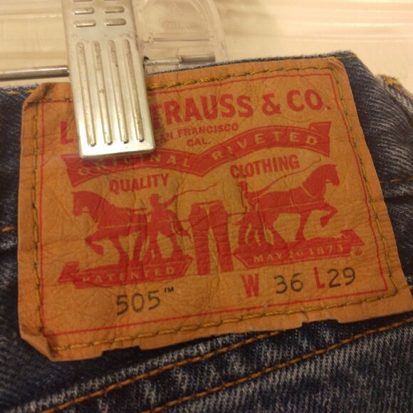 Levi's 505 jeans mens 36x29 blue denim straight leg medium wash cotton Strauss - Picture 4 of 10